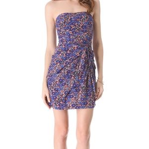 Club Monaco strapless print mini dress.